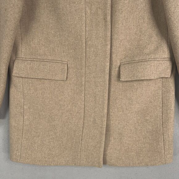 J Crew Coat Womens Large Tan Wool Stadium Cloth Nello Gori Minimal Quiet Luxury - Picture 3 of 13